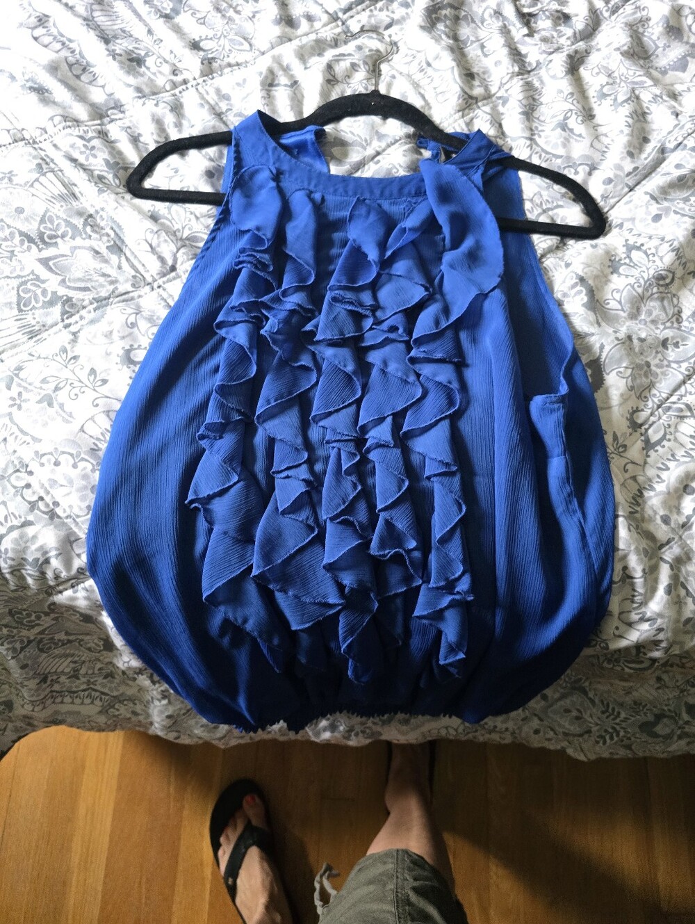 Royal Blue Ruffle Sleeveless Blouse
